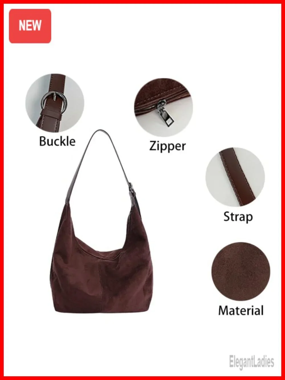 Suede PU Dumpling Bag Convertible Crossbody Handbag Spacious